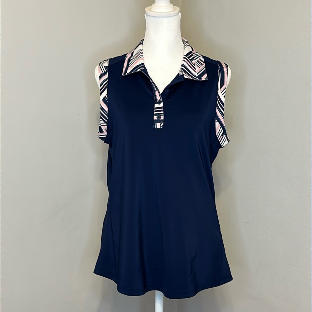 Adidas Blue Sleeveless Polo